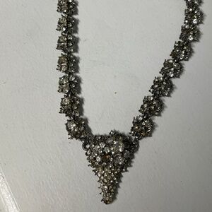Vintage pot metal and rhinestone stone 50’s necklace